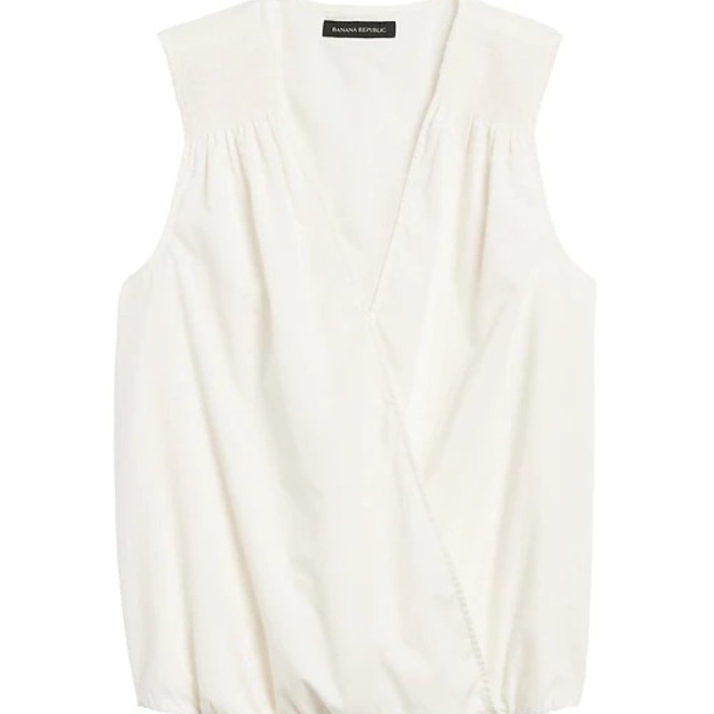 Banana Republic White Cotton Wrap Effect Sleeveless Top Size XS Petite